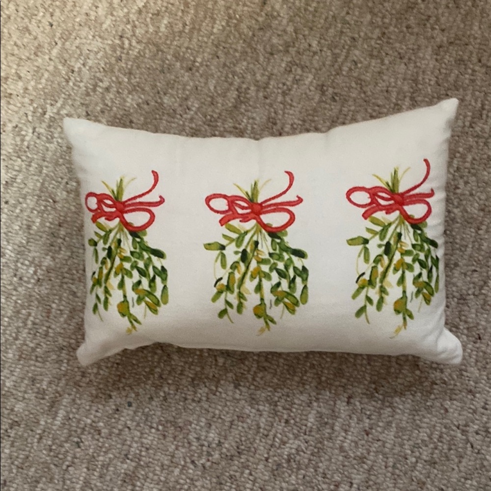 Festive Holiday Pillow with Red and Green Design